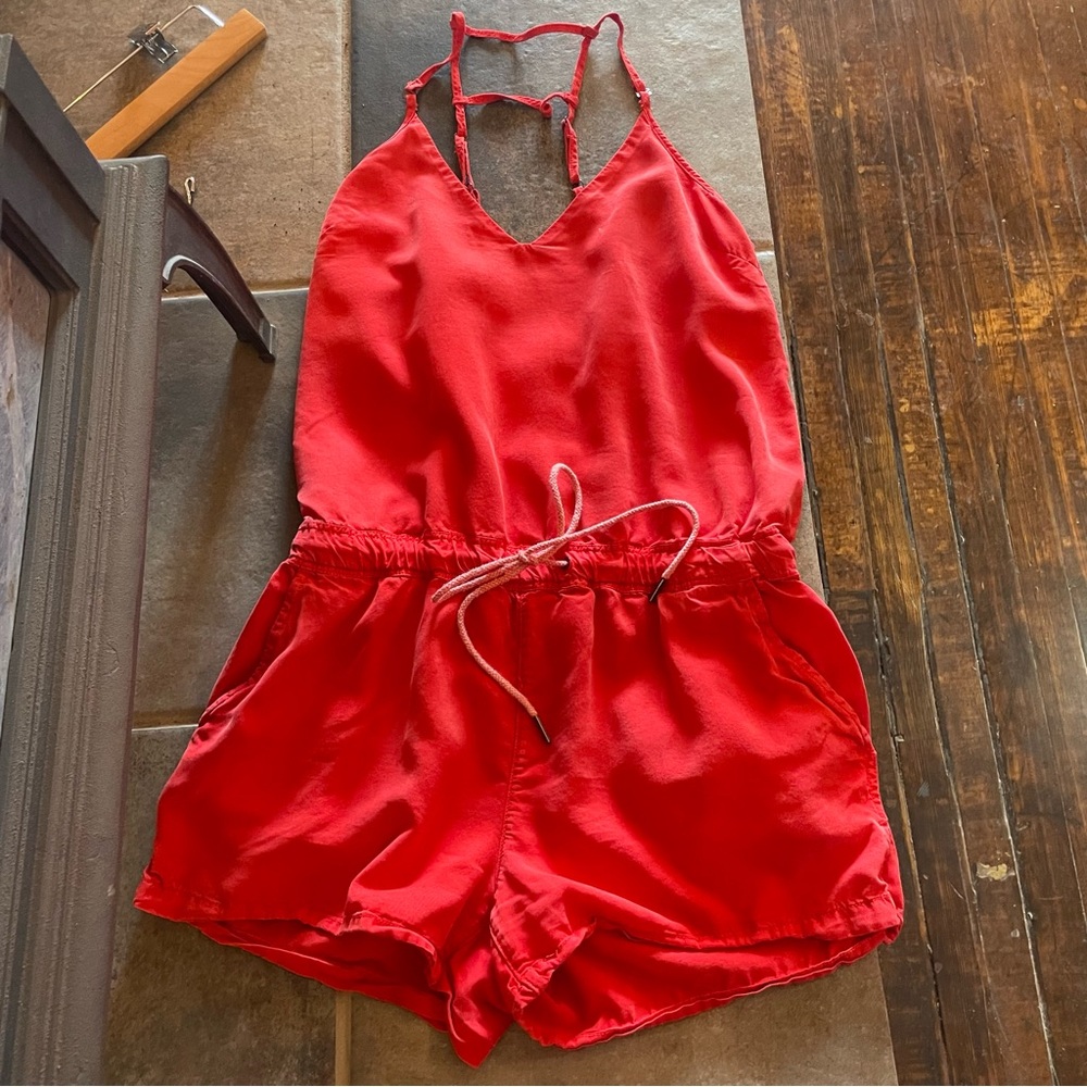 Blank NYC Red Romper with Spaghetti Straps